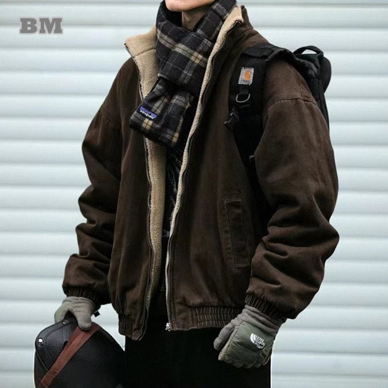 Blouson Cocoon Hiver Doublé Polaire – Veste Chaude Sherpa Confort Premium pour Homme - shop_mode - pull_hiver - pull_cocooning - pull_automne - gants_chaud